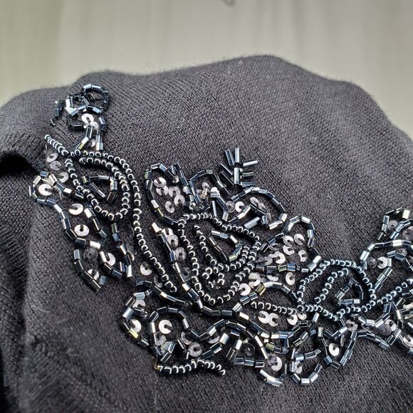 Karen Kane Silk Cashmere Cardigan Large Beaded Romantic Witchy Quiet Luxury - Picture 4 of 13